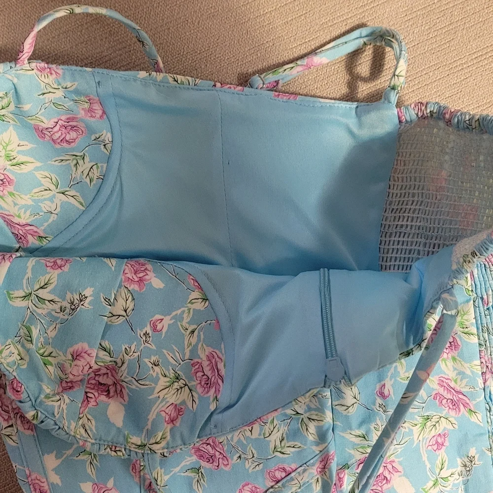 Zara Floral Blue Corset Bodysuit - Picture 4 of 6